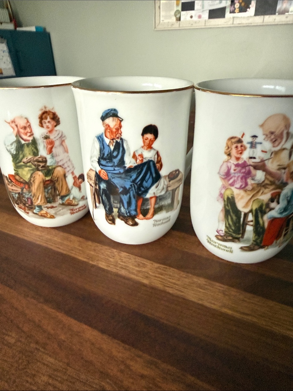 Vintage Norman Rockwell set of 3 cups